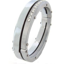 Mens Designer Stainless Steel Cz Bangle Handcuff Heavy Bracelet 99 Grams