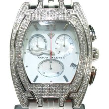 Mens Diamond Aqua Master Watch W-35 Round Cut H Color 3.50ct
