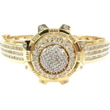 Mens Diamond Bangle Bracelet Round Cut G Color 14k Yellow Gold 2.53ct