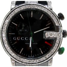 Mens Diamond Gucci Watch Round Cut G-H Color Iced 2 4.70ct