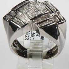 Mens Diamond Ring Princess Baguette 14k Hi/si 1.50ctw