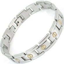 Men's Gold Silver Stainless Steel Bracelet Link Bangle