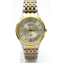 Mens Gold/silver Tone Watch. Gift Boxed. 19cm Strap. 3.5cm Dial