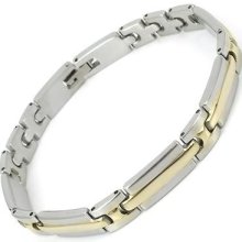 Men's Gold Stainless Steel Bracelet Strip Link Bangle
