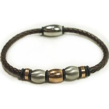Men's L-ments Rubber & Stainless Steel Bracelet Blue 1137-a
