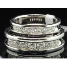Mens Ladies Duo Set White Gold Diamond Engagement Ring Wedding Band Set 1.56 Ct.