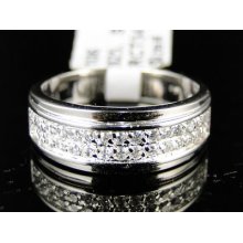 Mens/ladies Sterling Silver .925 Pave Wedding Band Ring