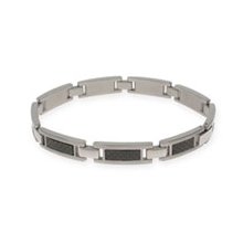 Mens Metro Style Carbon Fiber Stainless Steel Bracelet