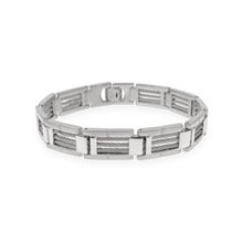 Mens Metro Style Stainless Steel Cable Link Bracelet