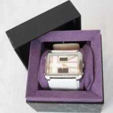 Mens Monarchy Union Jack United Kingdom Uk Flag White Leather Cuff Watch