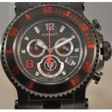 Mens Renato T-rex Diver Chronograph Carbon Fiber Gunmetal Limited Swiss Watch