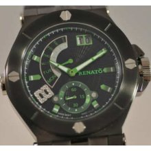 Mens Renato Wilde Beast Day Date Diamond Black Ip Swiss Watch