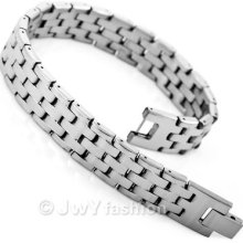 Mens Silver Stainless Steel Bracelet Cuff Bangle Hand Chain Vc831