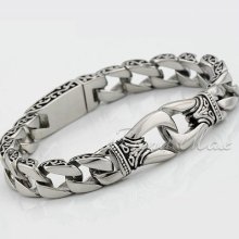 Mens Silver Tone 316l Stainless Steel Boy's Bracelet Multi Length Options Hb10