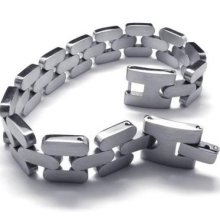 Men's Silver Tone Stainless Steel Bracelet Bangle Chain