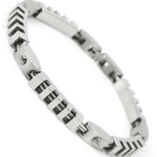 Mens Silver Tone Stainless Steel Bracelet Bangle Chain B21134