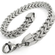 Men's Silver Tone Stainless Steel Bracelet Snake Chain Bangle