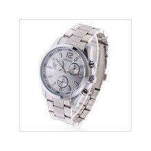 mens Sinobi stainless steel chrome watch w/ white face dress