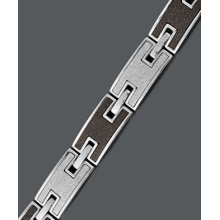 Men's Stainless Steel And Black Ion Plated Bracelet Diamond Cut 8.5