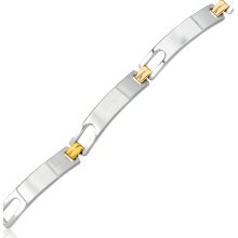 Mens Stainless Steel and 14 Karat Gold Bracelet