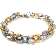 Mens Stainless Steel Bracelet 8.5inches 10mm Two Tone 48.20 grams