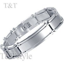 Mens T&t 316l Stainless Steel Plain Id Bracelet