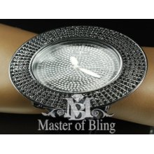 Mens Techno Aqua Pave Watch Fully Iced Lab Diamond 5 Row All Black Bezel / Band