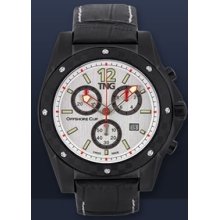 Mens Tng Watch Big Date Chrono With Ip Black Case & Leather Strap