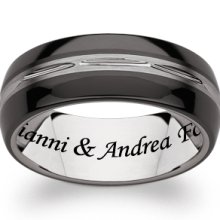 Mens Tungsten & Ceramic Engraved Message Band - Personalized Jewelry