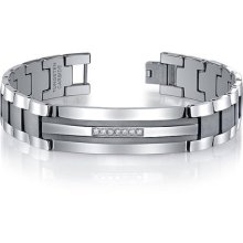 Men's Tungsten Stainless Steel 1/5ct Tdw Diamond Id Bracelet