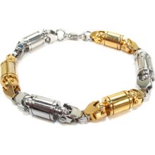 Mens Two Tone Stainless Steel 9inches 9mm Bracelet 48.90 grams