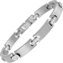Men's Unique Titanium Link Bracelet With 0.50 Ctw Diamonds