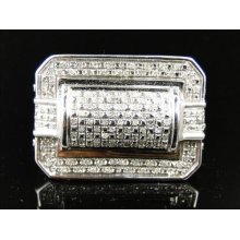 Mens White Gold Finish Real Pave Diamond Dome Pinky Fashion Ring 0.41 Ct