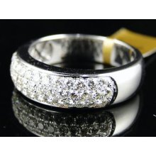 Mens White Gold Wedding Vs Diamond Band Ring 1.25 Ct
