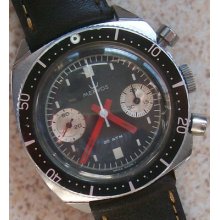 Mervos Chronograph Diver Wristwatch Steel Case 37,5 Mm In Diameter Cal. Landeron