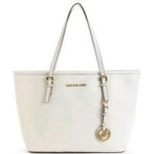 Michael Kors Jet Set Saffiano Medium Travel Tote Vanilla Msrp $278.00