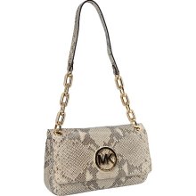 MICHAEL Michael Kors Fulton Small Shoulder Flap- Embossed Python Angora