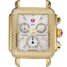 MICHELE 'Deco Diamond' Diamond Dial Gold Watch Case
