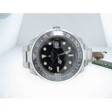Mint 16710 Rolex Oyster Gmt Ii Mens Stainless Steel Watch Black Bezel & Dial