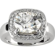 Moissanite Diamond Ring in 14k White Gold