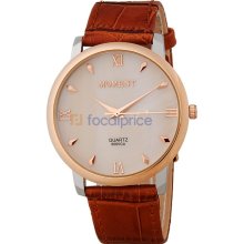 Moment 8005 Womenâ€™s Water Resistant Analog Watch with Faux Leather Strap (Brown)