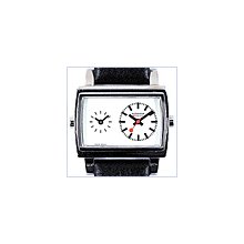 Mondaine Horizontal Dual Time Unisex Watch A666.30322.11SBB