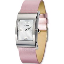 Moog Stainless Steel Rectangle Domed Watch W/(LC-05) Pink Band