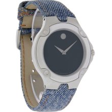 Movado Sports Edition S.e. Mens Blue Jean Denim Leather Band Swiss Watch 0604895