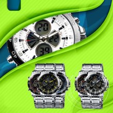 Multi-function Digital Waterproof Stianless Steel Mens Army Military Sport Watch