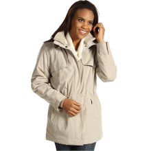 Nautica Plaid Trim Anorak w/ Faux Leather Women's Coat : LG (US 10-12)