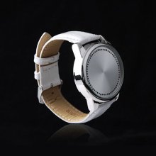 NEW 2013 Exclusive Silver Touch Screen White Leather LED Watch