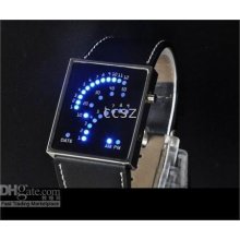New Black Unique Style 29 Blue Led Men Lady Watch Good Gift 100pcs