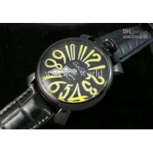 New Gaga Milano Milan,yellow Italy, 38mm Black Dial Belt Ladies Watc