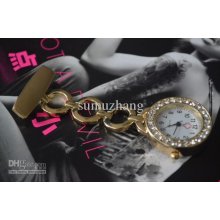 New Round Golden Diamond Metal Nurse Doctor Watch Fob Stainless Stee